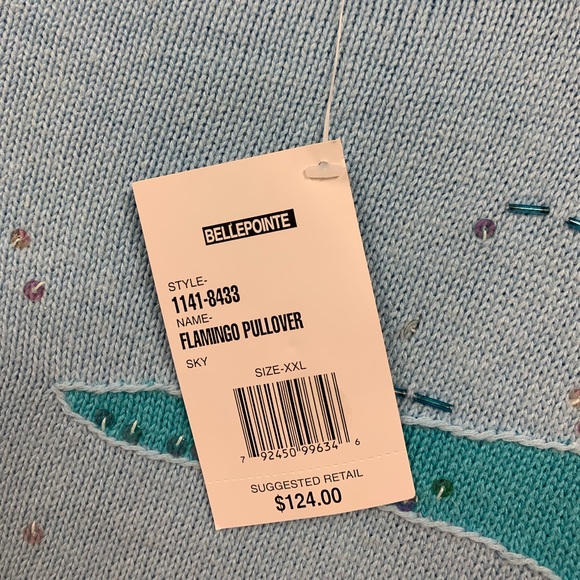 NWT BellePointe Flamingo Sky Pullover/ Sweater - sz XXL - Picture 6 of 6